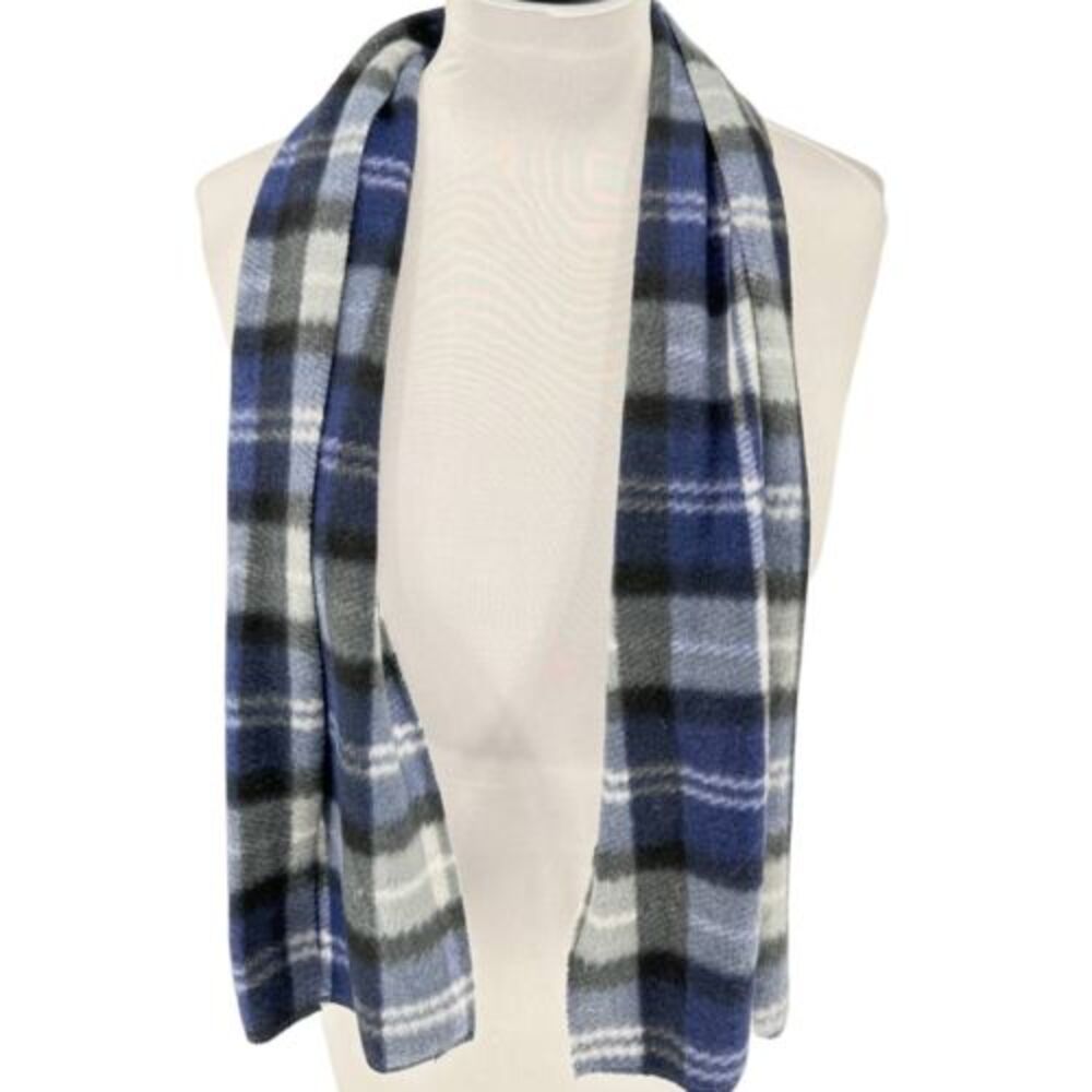 Classic Collection‎ Plaid Scarf Blue Gray Black Soft Polyester